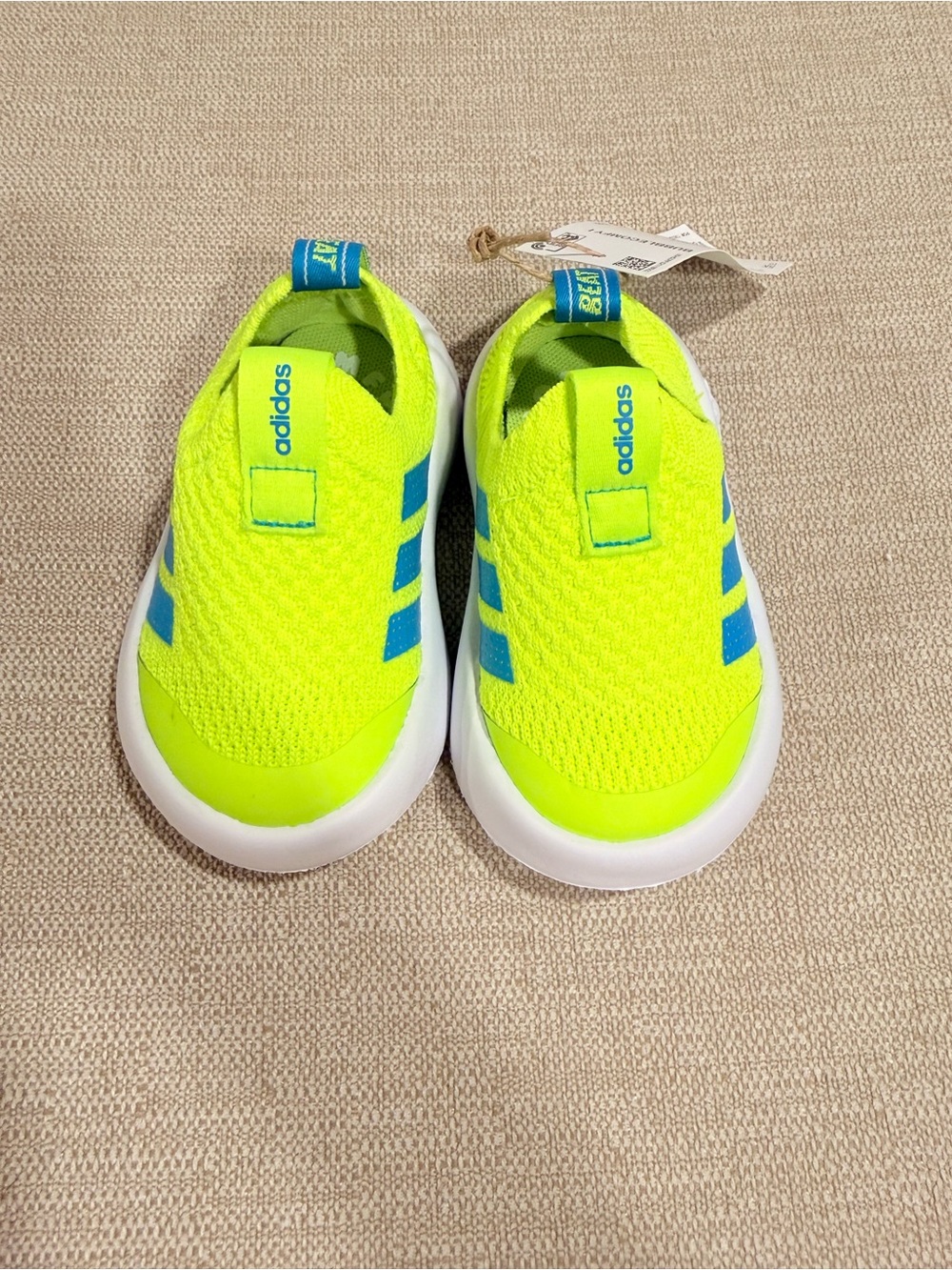 adidas Neon Yellow & Blue Slip-On Toddler Athletic Shoes